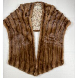 Eaton's of Canada Fur Stole Brown Real Mink Fur Shawl Wrap Shoulder Wrap